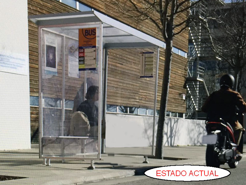 parada bus metal metacrilato 220x249x106 techo 296.5x100 (160eu.) 1u